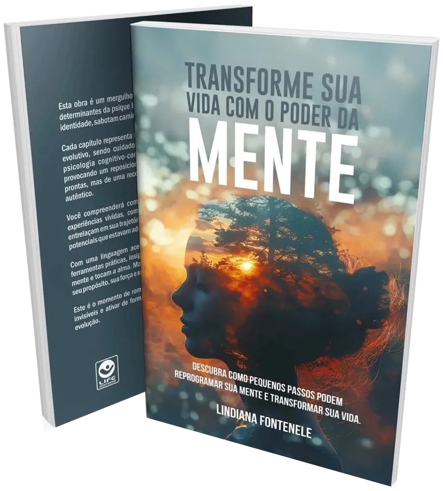 Livro Transforme sua Vida com o Poder da Mente, de Lindiana Fontenele: frente e contracapa